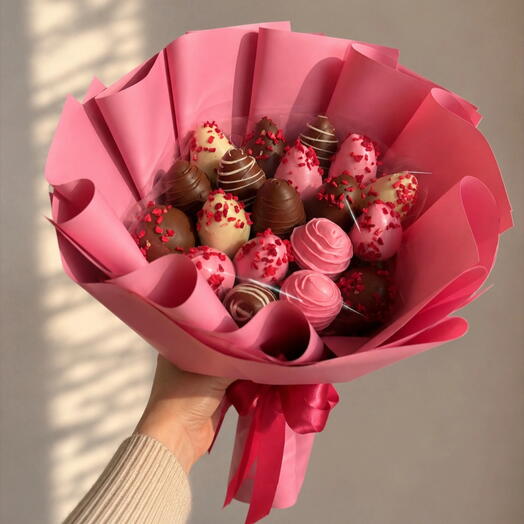 Букет клубники в шоколаде 19 ягод Rosy