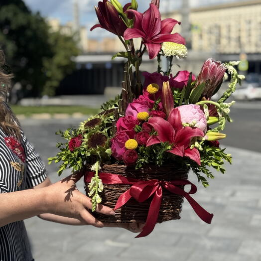 Композиция "Бордовое сердце"