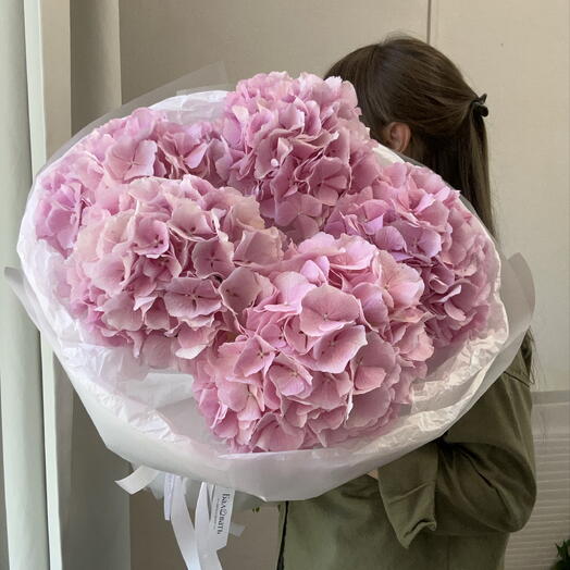 Pink Mood | Букет из 5 розовых гортензий