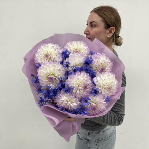 Георгины с васильками 💙
