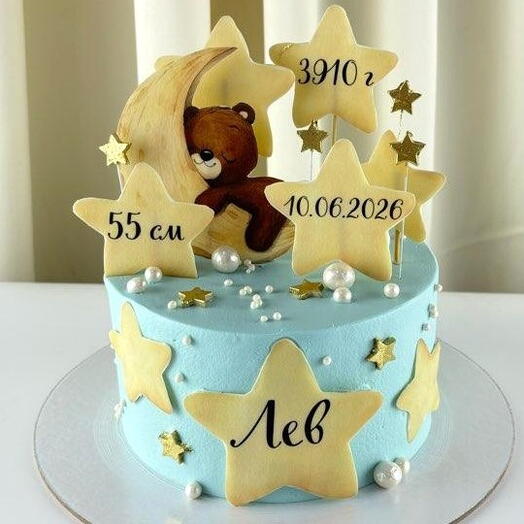 Торт детский для мальчика на день рождения, «Мишка на луне»