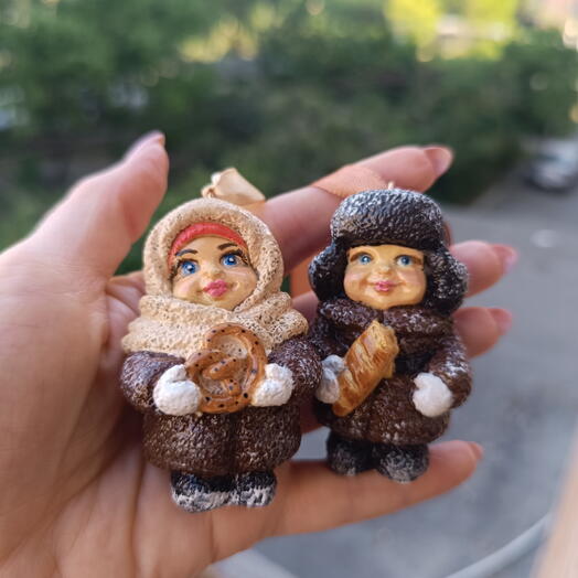 Ёлочные игрушки Ваня и Маша