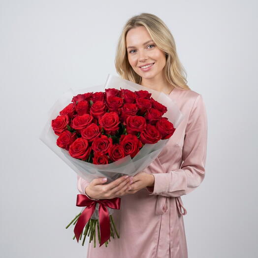 Букет из 25 бордовых роз