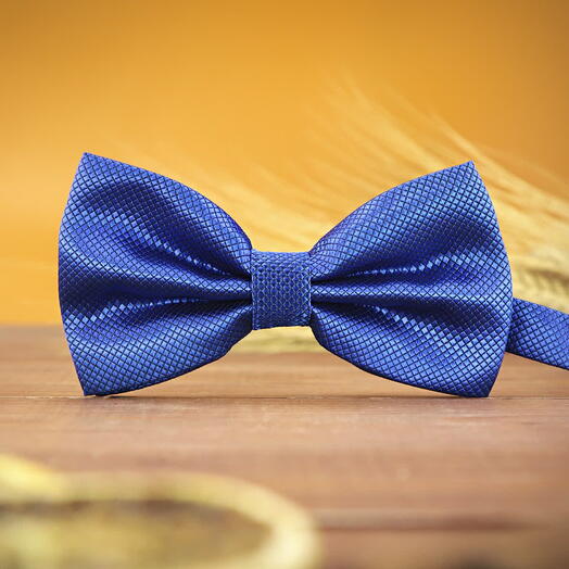 Галстук-бабочка мужской синий с ромбовидной текстурой
