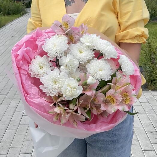 Букет Бело-розовый микс цветов