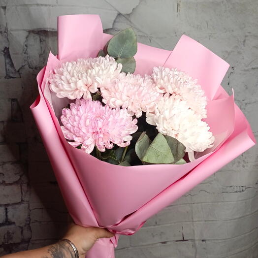 Букет из розовой хризантемы 🌸