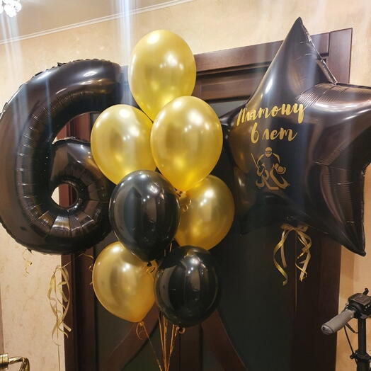 Набор золотых и чёрных шаров хоккеисту, игра хоккей,на 6лет спортсмену-12шаров