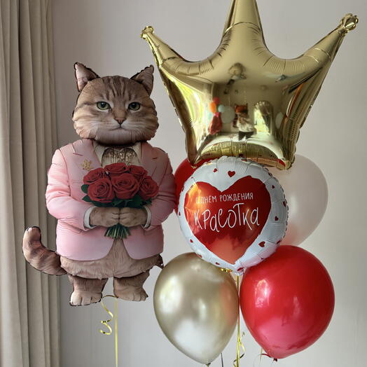 Воздушные шарики кот и корона