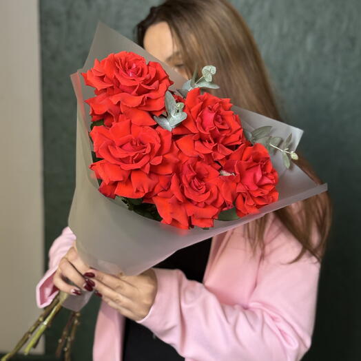 Красные французские розы 5шт