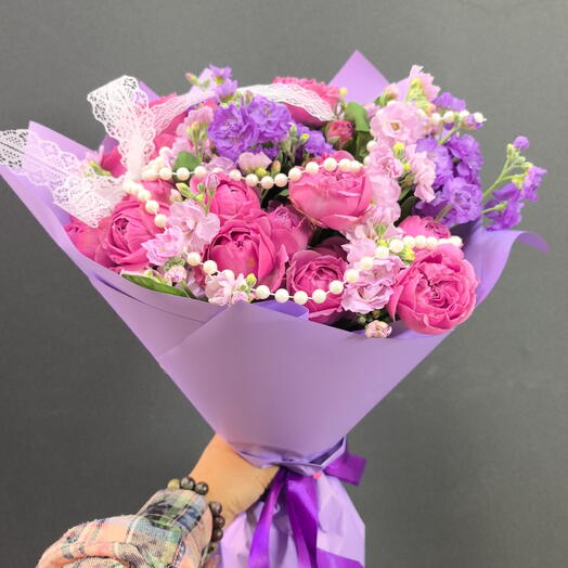 Нежный букет из Мисти Баблс и Маттиолы🌸