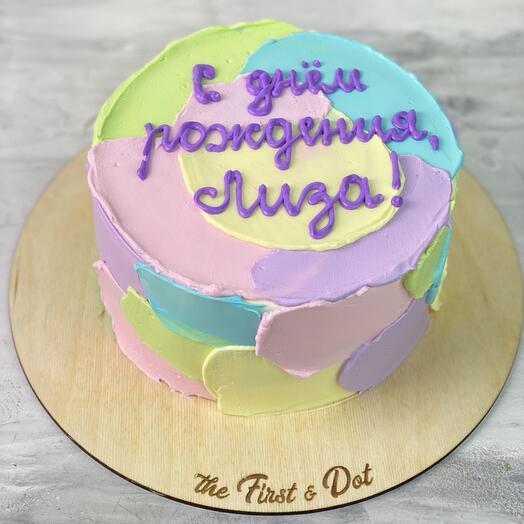 Торт на день рождения с разноцветными мазками💞
