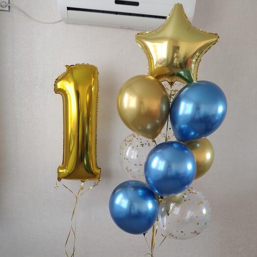 Фонтан из 11 шаров 1 цифра  и 10 шаров