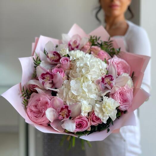 Bouquet of soft pink with peony rose Pink Ohara