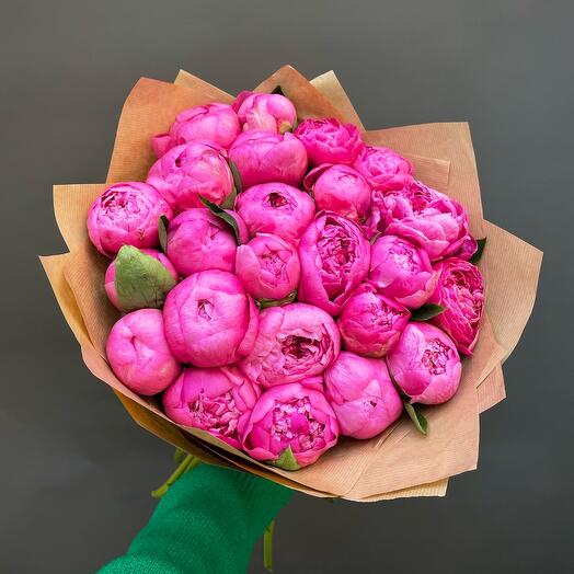 24 Bright Pink Peonies Bouquet