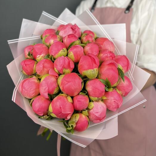 Bouquet of coral Peonies (31 pieces)