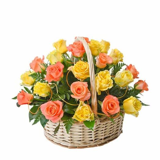 Multiple Roses in a Basket