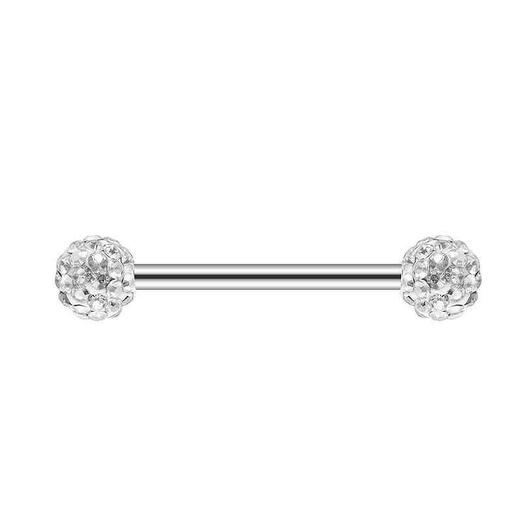 PR-SN-056-15MM Пирсинг штанга серебристая с кристаллами
