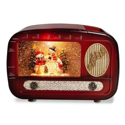 Antique Creative lighted Musical Santa Claus inside Spinning Water Snowman Snow Globe Retro Radio Table Decoration
