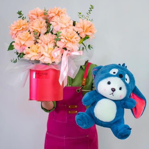 Цветы в коробке + игрушка