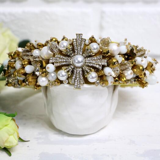 Ободок ручной работы в стиле Dolce из камней и страз