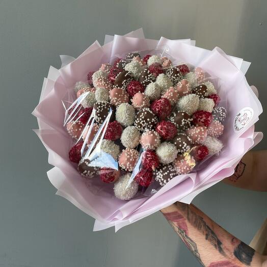 Bouquet 002 fresas en chocolate talla XL (1200gramos)