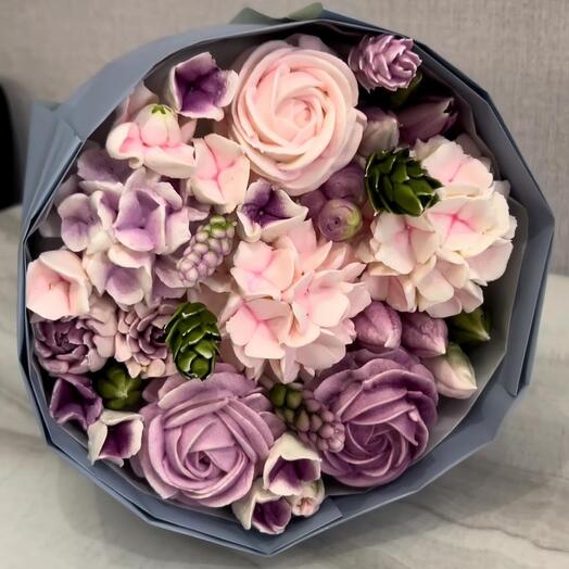 Букет из зефира, подарок Элегантный букет в пастельных тонах