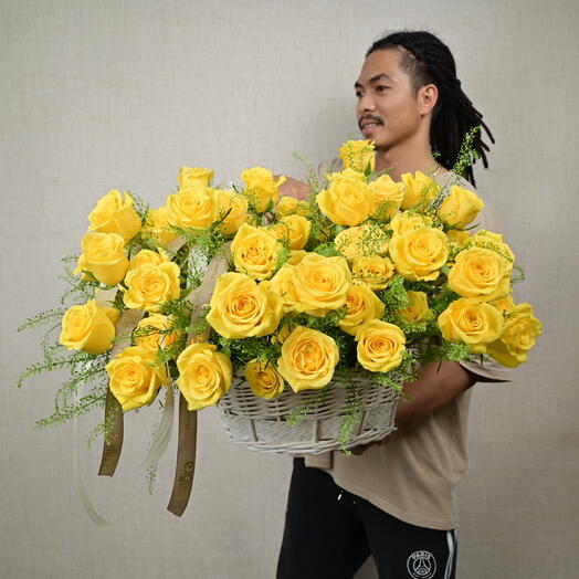 101 Yellow Roses Basket