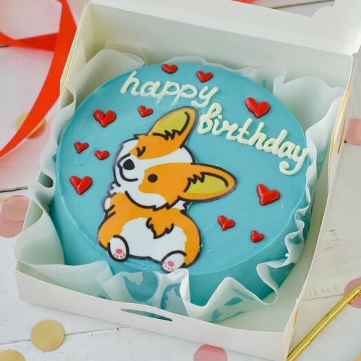 Бенто торт с корги «Happy birthday»