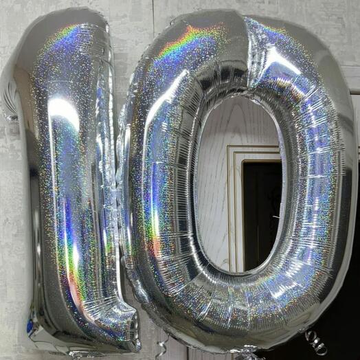 Цифра фольгированная 10 голография