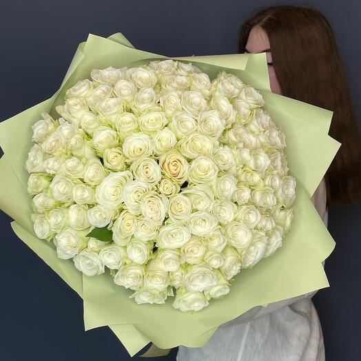Gorgeous bouquet of 101 white roses 40cm Kenya Premium