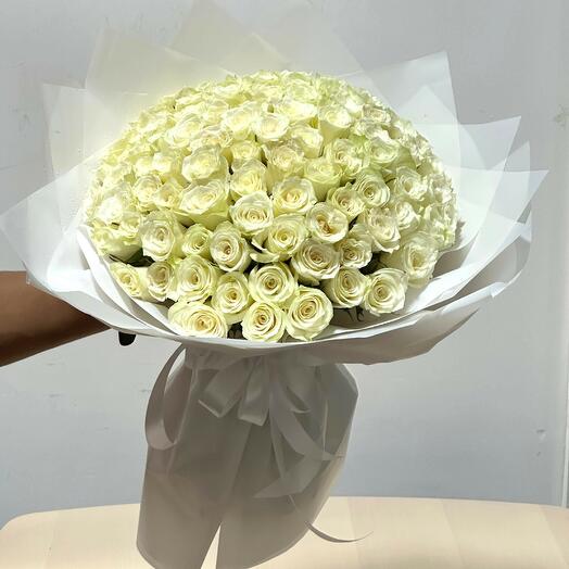 101 white rose bouquet