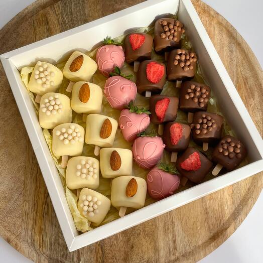 Juego de plátanos y fresas en chocolate "Lorient" L