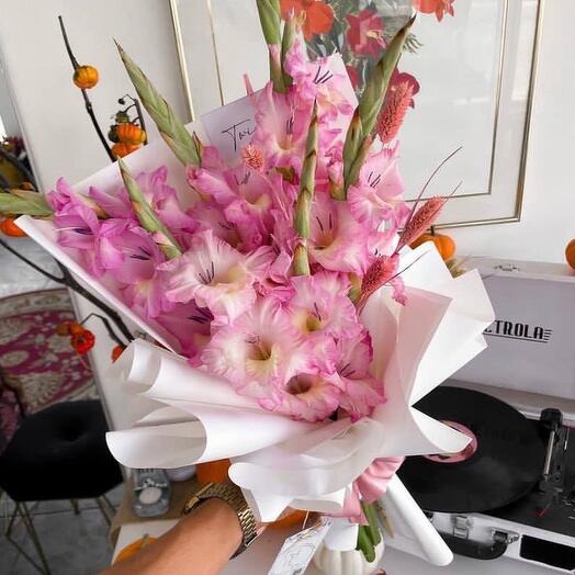 Bouquet of pink gladioli