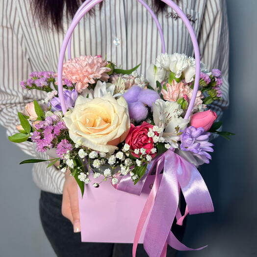 Bouquet in a handbag