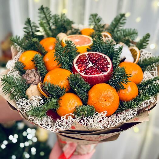 Новогодний мандариновый букет