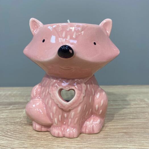 Аромалампа-подсвечник Лисичка керамика розовая h=11 см