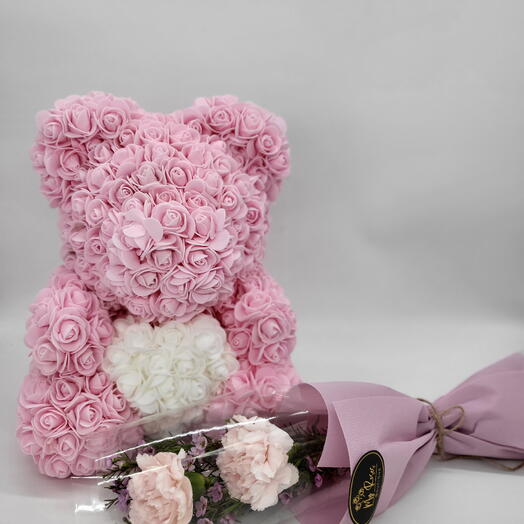 Lovely you bouquet  and pink teddy