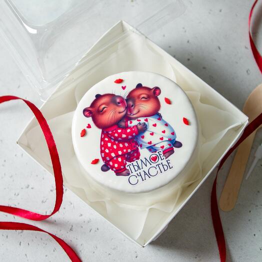 Бенто торт влюблённые капибары "Ты моё счастье"