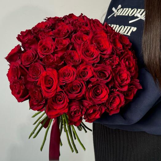 51 красная эквадорская роза