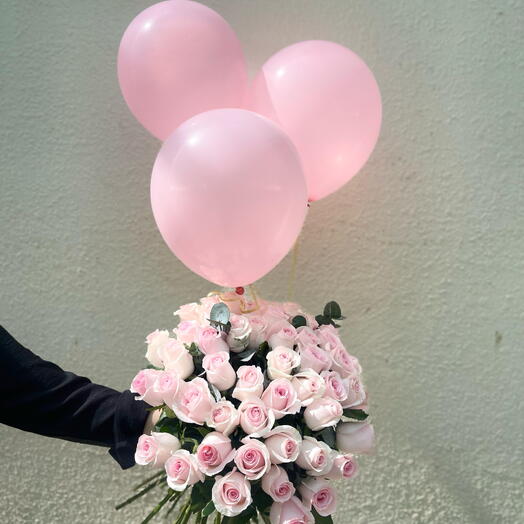 Luxurious Pink Rose   Balloon Set