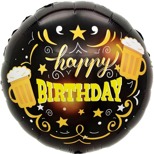 Воздушный шар гелий С ДНЕМ РОЖДЕНИЯ пиво. Helium foil balloon HAPPY BIRTHDAY beer