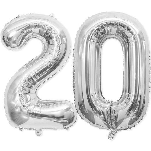 Цифра 20 серебро