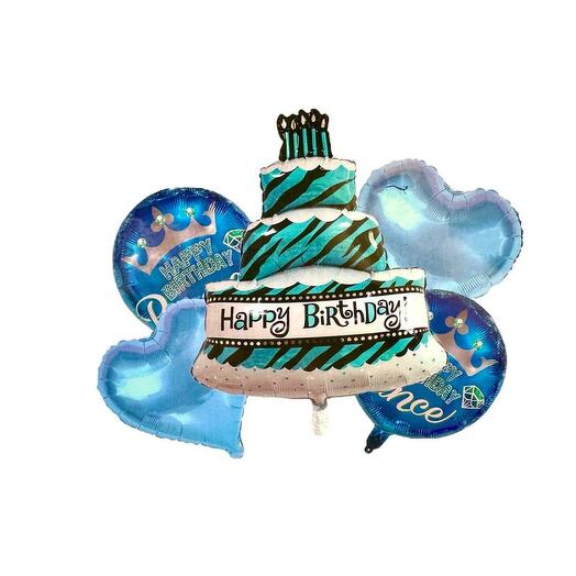 Blue birthday balloon set