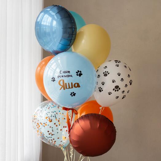 Связка воздушных шаров на грузике  «С лапками» | 11 шаров, 1 груз