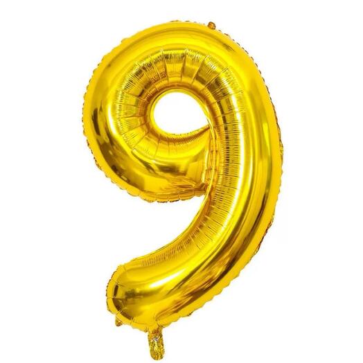 Шар золотой 9 (с гелием), высота 1м