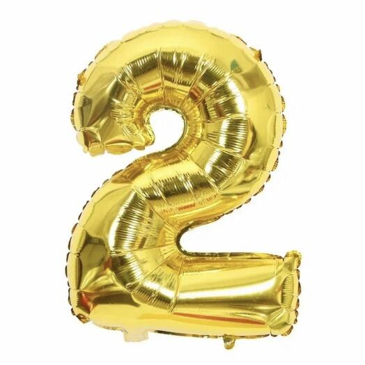 Шар цифра золото "2"