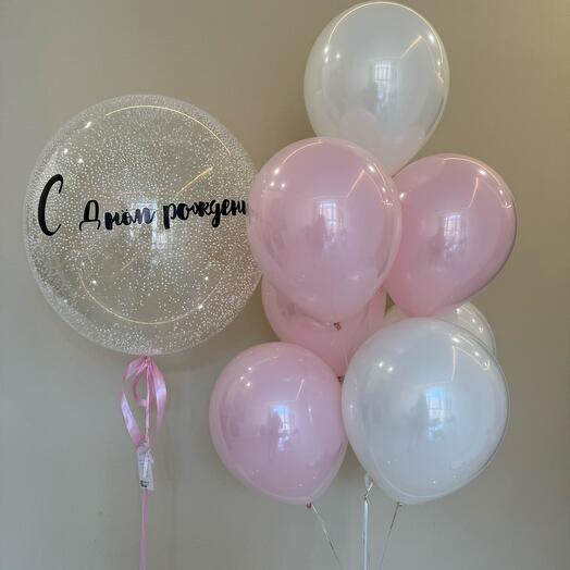 Delicate pink set of Balls and a large glass ball