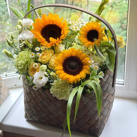 Стильная корзина с подсолнухами🌻🌻🌻