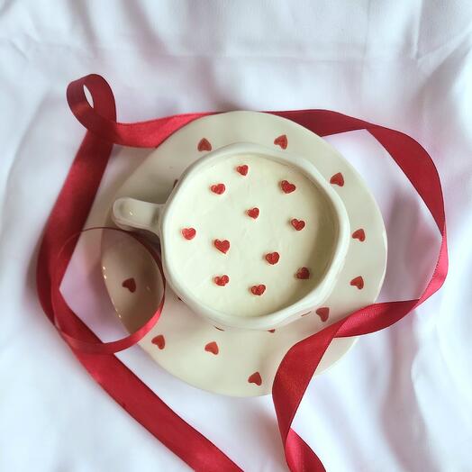Бенто-торт в кружке чайная пара ваша надпись сердечки подарок на день рождение праздник любимой сестре жене маме подруге
