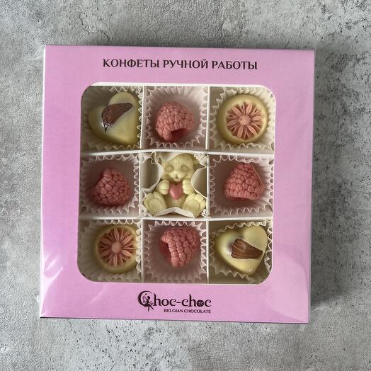 Конфеты ручной работы из белого шоколада «Малинки»